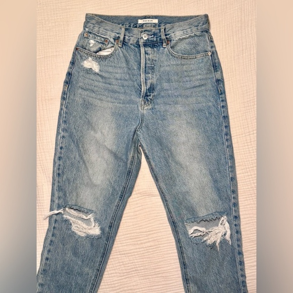 Pacsun Ultra High Rise Slim Jeans Distressed Light Wash Blue - Size 28